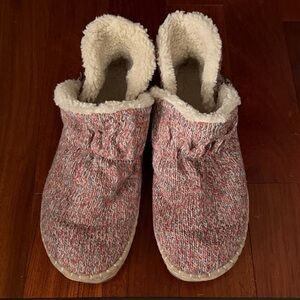LL Bean Cozy Bootie Slippers Muticolor Knit Sherpa Lined Women’s Size 8